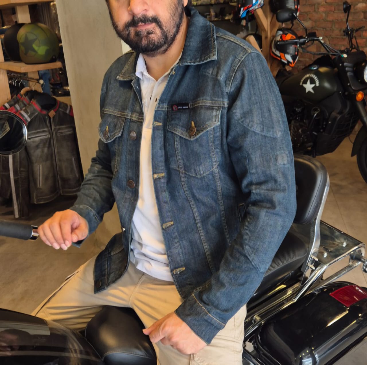 Maverick - Stretch Denim Jacket Blue with Level 2 Pads